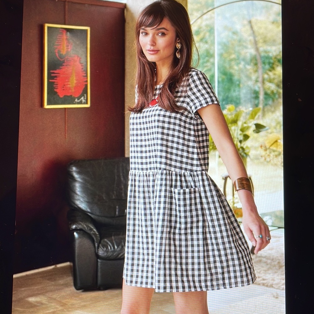 Sezane Talia checks Picnic Dress. 36